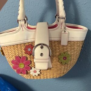 Coach Woven Mini Bag with Floral Accents